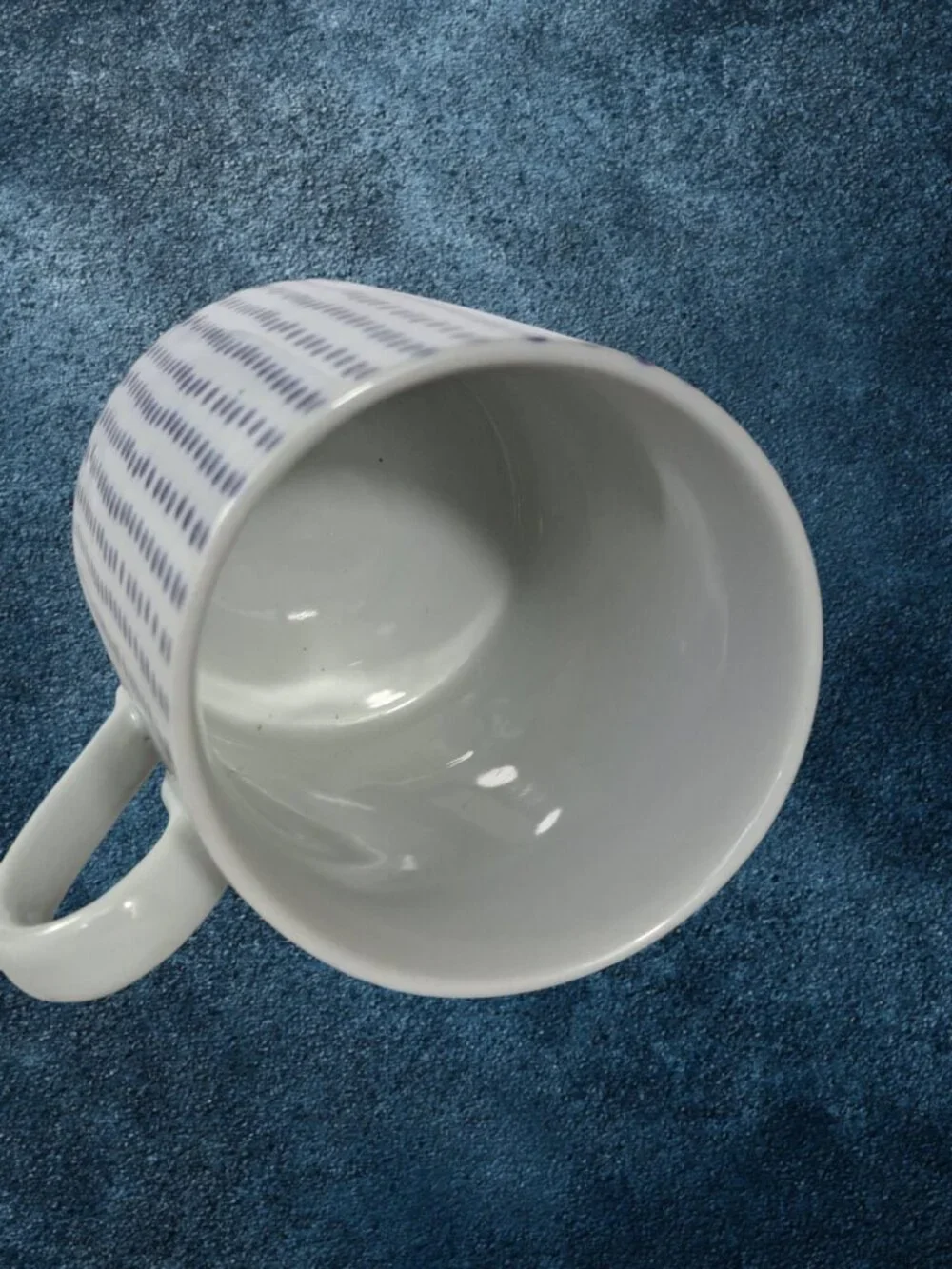WEST ELM Hand-Painted Dotted Mug Blue White China 12oz